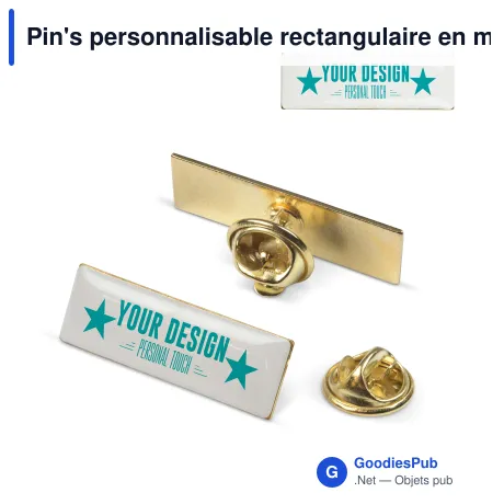 Pin's personnalisable rectangulaire en métal 30 x 10 mm avec logo - Rectangle 30