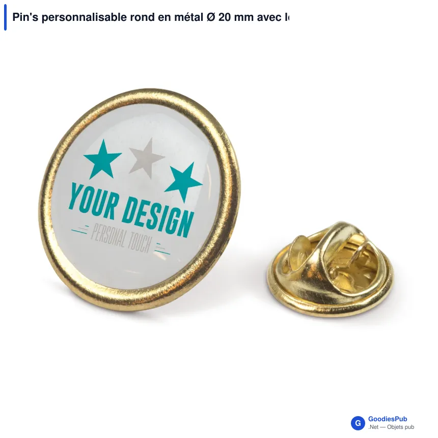 Pin's personnalisable rond en métal Ø 20 mm avec logo - Rond 20 - Image 3
