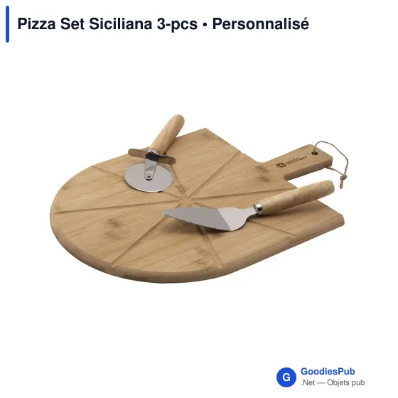 Set à pizza personnalisable 3 pièces avec logo - Pizza Set Siciliana - Image 1