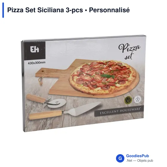 Set à pizza personnalisable 3 pièces avec logo - Pizza Set Siciliana - Image 5
