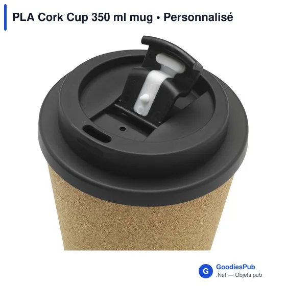 Mug réutilisable personnalisable en liège avec logo - PLA Cork Cup 350 ml - Image 2