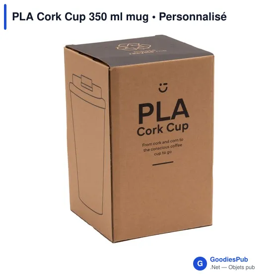 Mug réutilisable personnalisable en liège avec logo - PLA Cork Cup 350 ml - Image 3