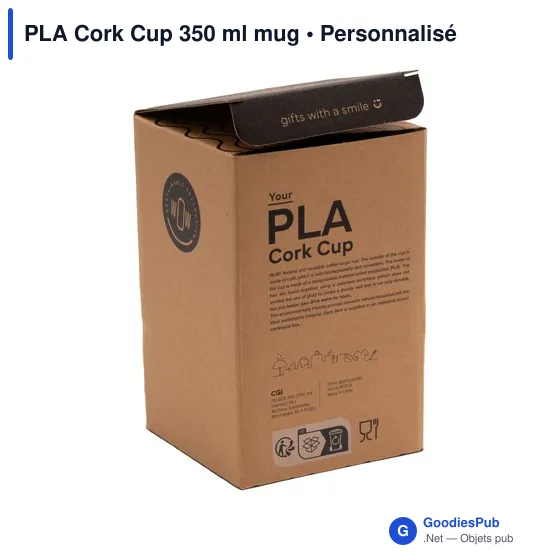 Mug réutilisable personnalisable en liège avec logo - PLA Cork Cup 350 ml - Image 4