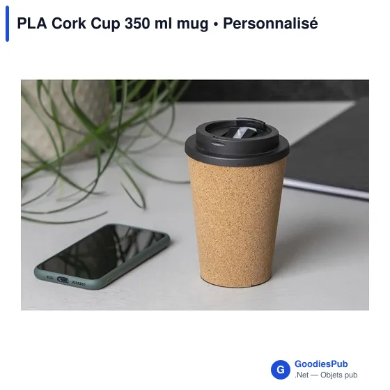 Mug réutilisable personnalisable en liège avec logo - PLA Cork Cup 350 ml - Image 5