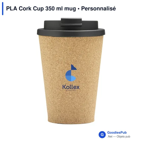 Mug réutilisable personnalisable en liège avec logo - PLA Cork Cup 350 ml - Image 6