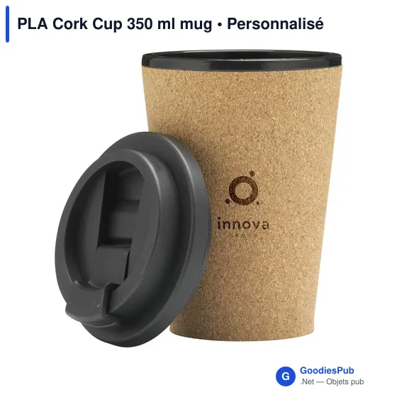 Mug réutilisable personnalisable en liège avec logo - PLA Cork Cup 350 ml - Image 7