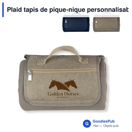 Plaid tapis de pique-nique personnalisable en polaire avec logo - 170 x 130 cm