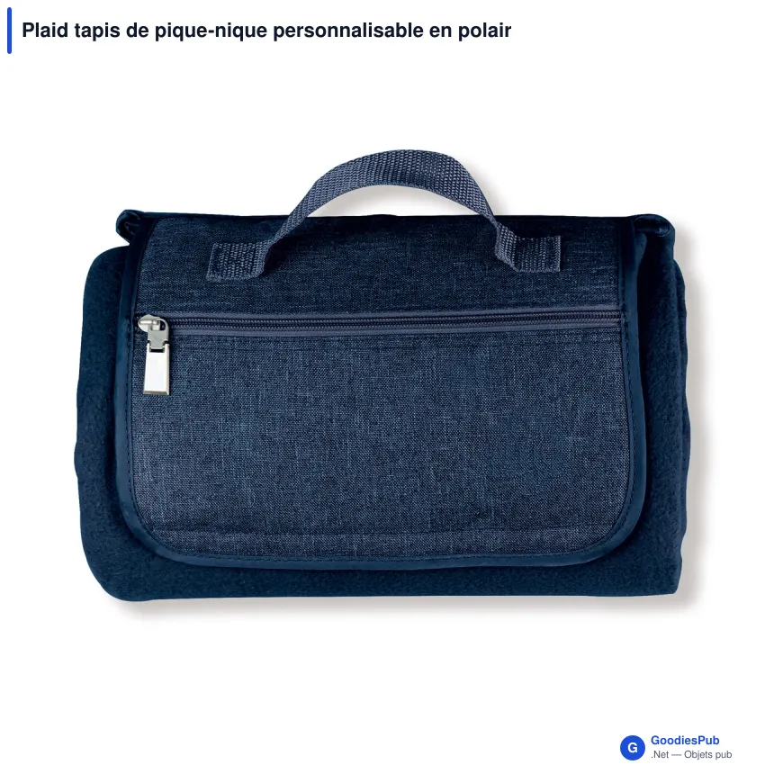 Plaid tapis de pique-nique personnalisable en polaire avec logo - 170 x 130 cm - Image 2