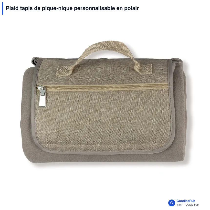 Plaid tapis de pique-nique personnalisable en polaire avec logo - 170 x 130 cm - Image 3