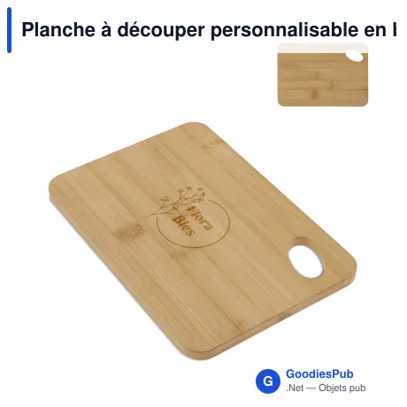 Planche à découper personnalisable en bambou avec logo - 15 x 22 cm