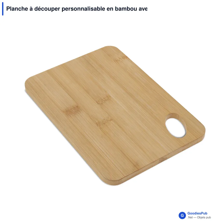 Planche à découper personnalisable en bambou avec logo - 15 x 22 cm - Image 2