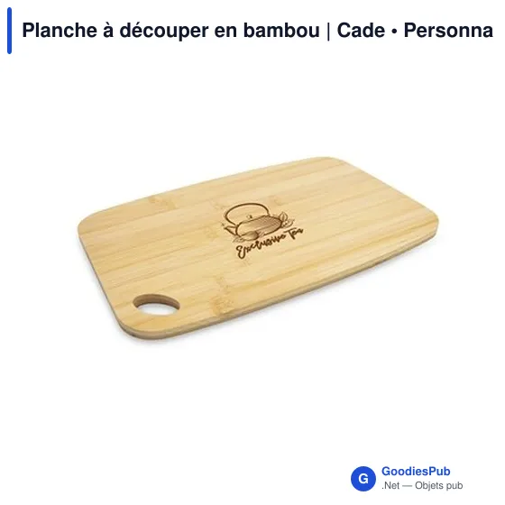 Planche à découper personnalisable en bambou avec logo - Cade - Image 5