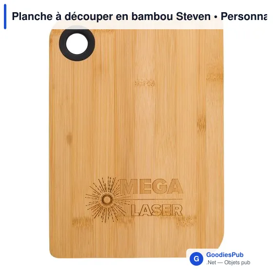 Planche à découper personnalisable en bambou avec logo - Steven - Image 2