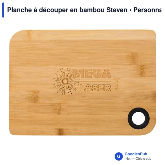 Planche à découper personnalisable en bambou avec logo - Steven - Image 3