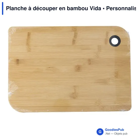 Planche à découper personnalisable en bambou avec logo - Vida - Image 2