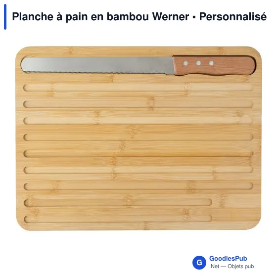 Planche à pain personnalisable en bambou avec logo - Werner - Image 1