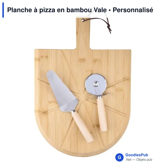 Planche à pizza personnalisable en bambou Vale avec logo - Image 1