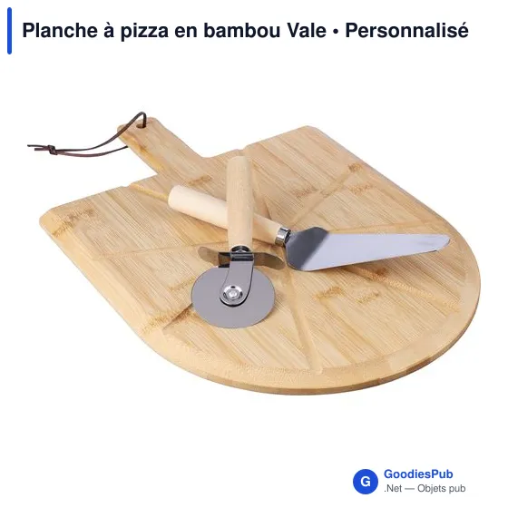 Planche à pizza personnalisable en bambou Vale avec logo - Image 2