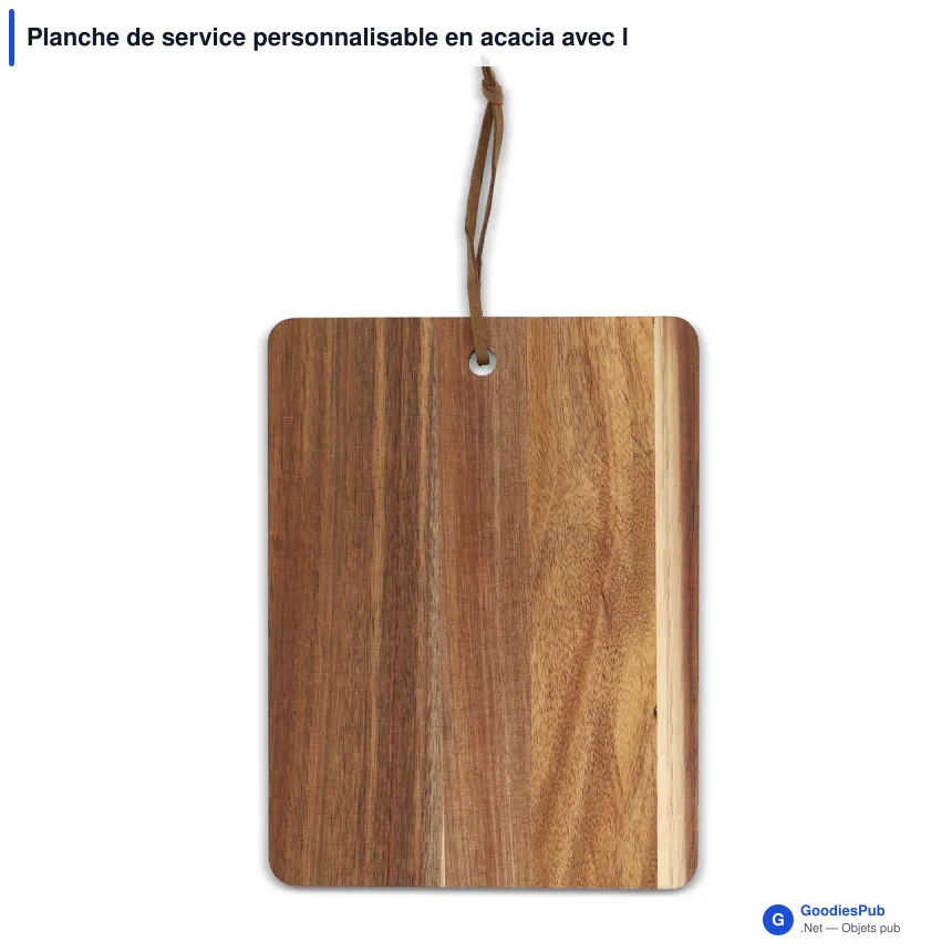 Planche de service personnalisable en acacia avec logo - 20 x 15 cm - Image 2