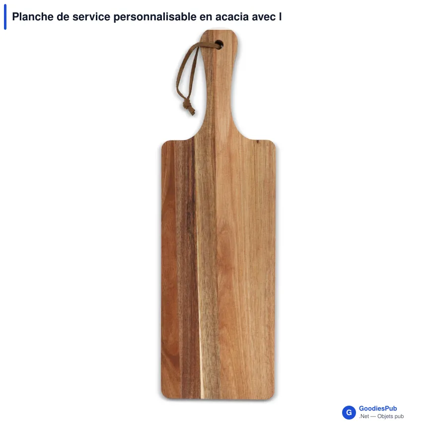 Planche de service personnalisable en acacia avec logo - 38 x 11,7 cm - Image 2