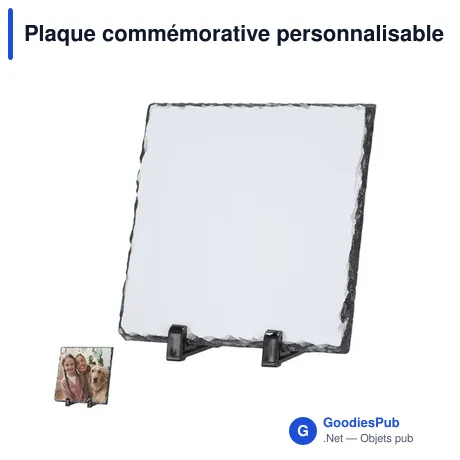 Plaque commémorative personnalisable en ardoise avec logo - Heysi