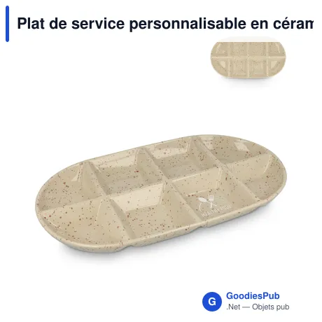 Plat de service personnalisable en céramique 36 x 20 cm avec logo - Sagaform Ditte
