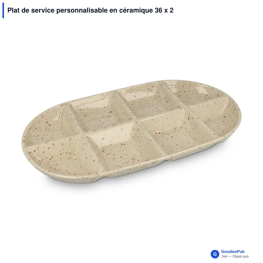 Plat de service personnalisable en céramique 36 x 20 cm avec logo - Sagaform Ditte - Image 2