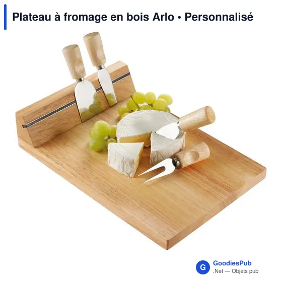 Plateau à fromage personnalisable en bois Arlo avec logo - Image 1