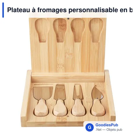 Plateau à fromages personnalisable en bambou avec logo - Zea