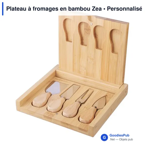Plateau à fromages personnalisable en bambou avec logo - Zea - Image 2