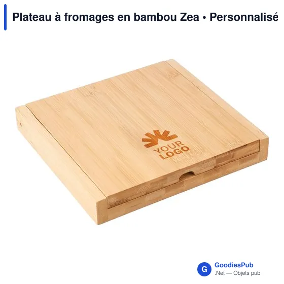 Plateau à fromages personnalisable en bambou avec logo - Zea - Image 3