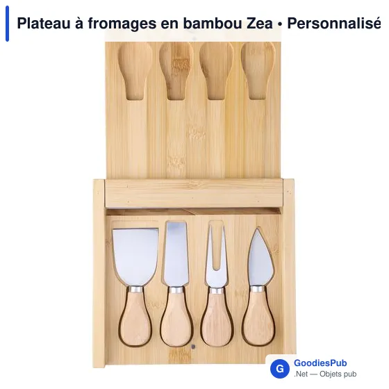 Plateau à fromages personnalisable en bambou avec logo - Zea - Image 4