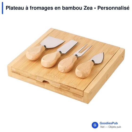 Plateau à fromages personnalisable en bambou avec logo - Zea - Image 5