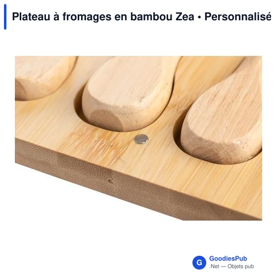 Plateau à fromages personnalisable en bambou avec logo - Zea - Image 7