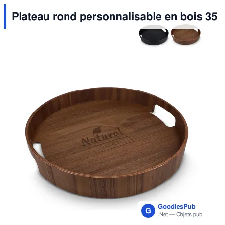 Plateau rond personnalisable en bois 35 cm avec logo - Sagaform Hanna