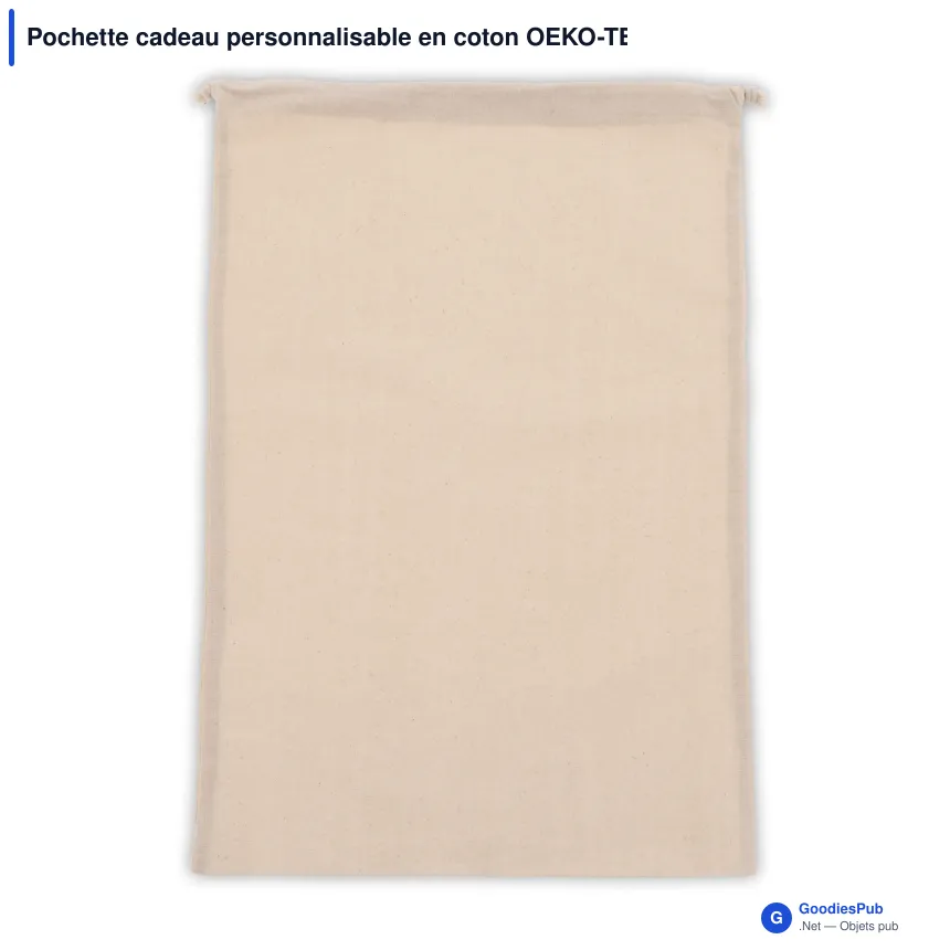Pochette cadeau personnalisable en coton OEKO-TEX® 30x45 cm avec logo - Grand format - Image 2