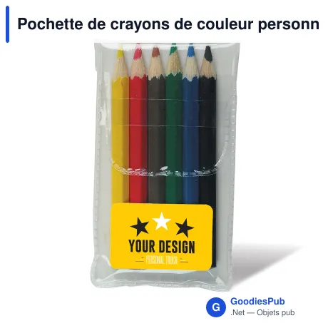 Pochette de crayons de couleur personnalisable en bois avec logo - Étiquette