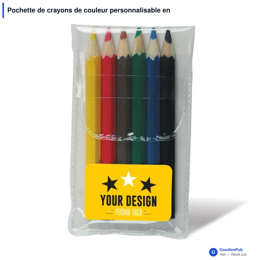 Pochette de crayons de couleur personnalisable en bois avec logo - Étiquette - Image 2