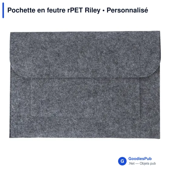Pochette en feutre rPET personnalisable avec logo - modèle Riley - Image 1