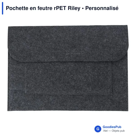 Pochette en feutre rPET personnalisable avec logo - modèle Riley - Image 5