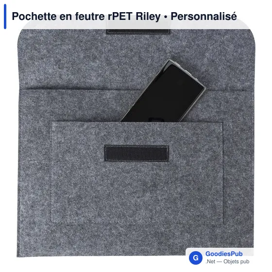 Pochette en feutre rPET personnalisable avec logo - modèle Riley - Image 7