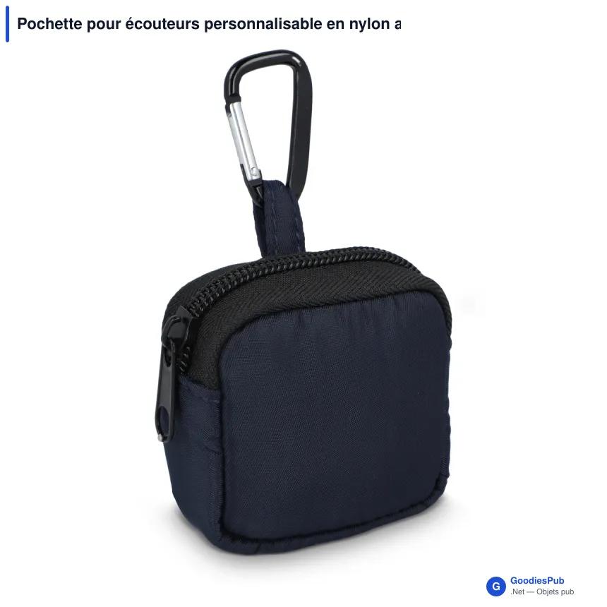Pochette pour écouteurs personnalisable en nylon avec logo - 6,5 x 6 cm - Image 2