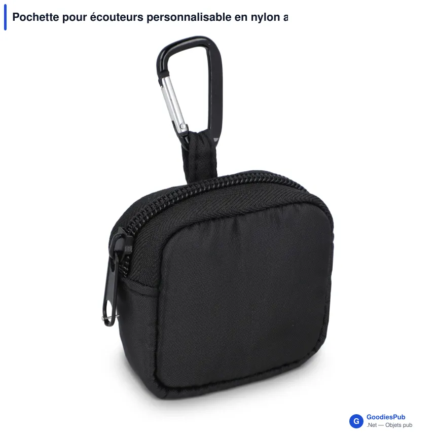 Pochette pour écouteurs personnalisable en nylon avec logo - 6,5 x 6 cm - Image 3