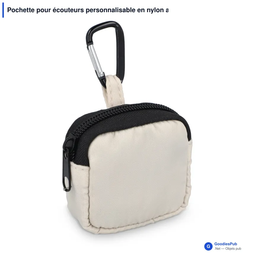 Pochette pour écouteurs personnalisable en nylon avec logo - 6,5 x 6 cm - Image 4