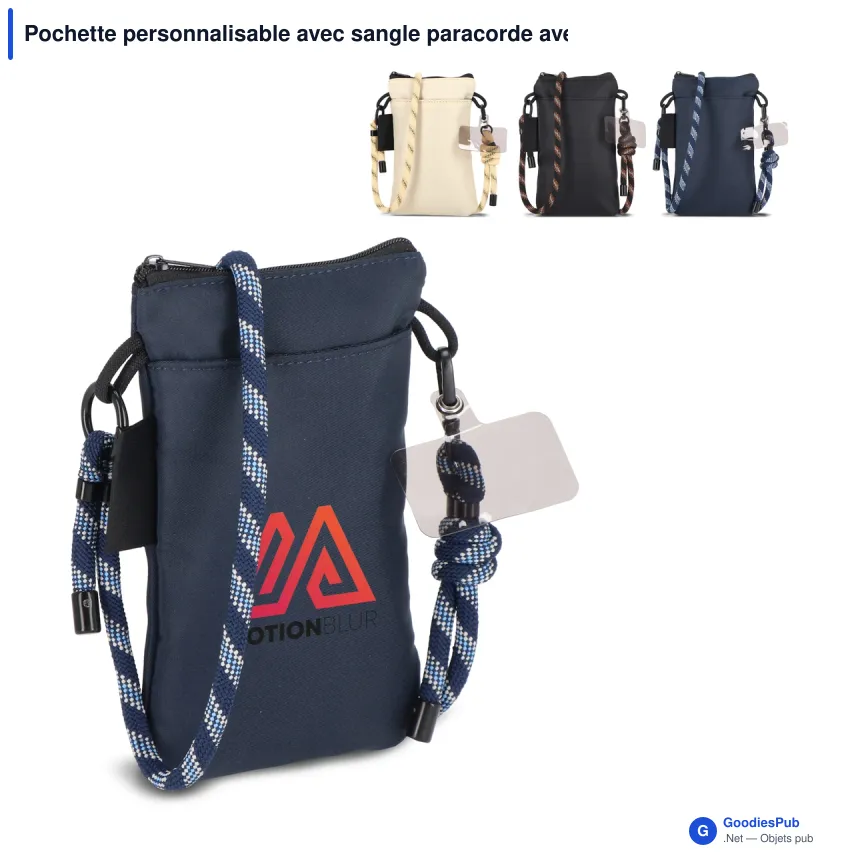 Pochette personnalisable avec sangle paracorde avec logo - Everyday Essentials - Image 1