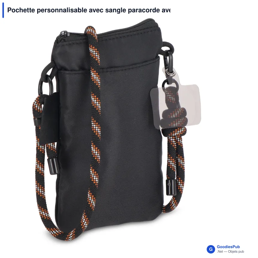 Pochette personnalisable avec sangle paracorde avec logo - Everyday Essentials - Image 2