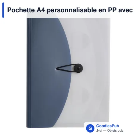 Pochette A4 personnalisable en PP avec logo - modèle Louise