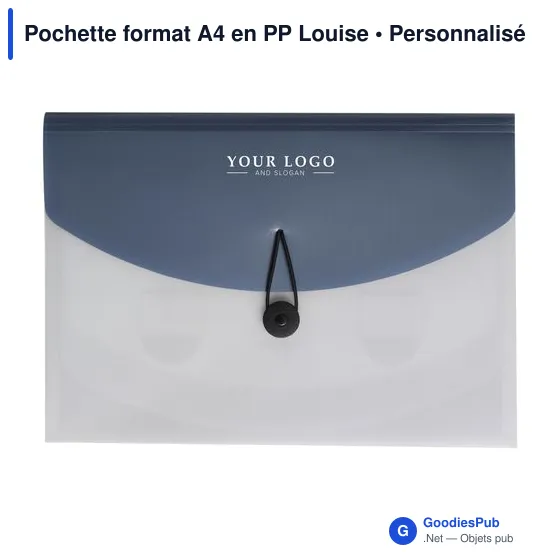 Pochette A4 personnalisable en PP avec logo - modèle Louise - Image 3
