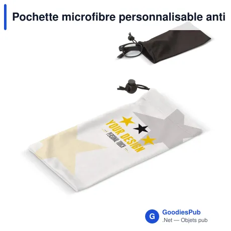 Pochette microfibre personnalisable antibactérienne avec logo - 9 x 18 cm