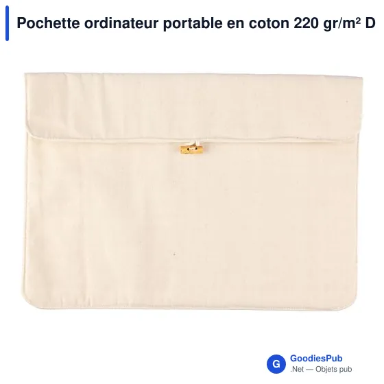 Pochette ordinateur portable personnalisable en coton - modèle Dirkavec logo - Image 2